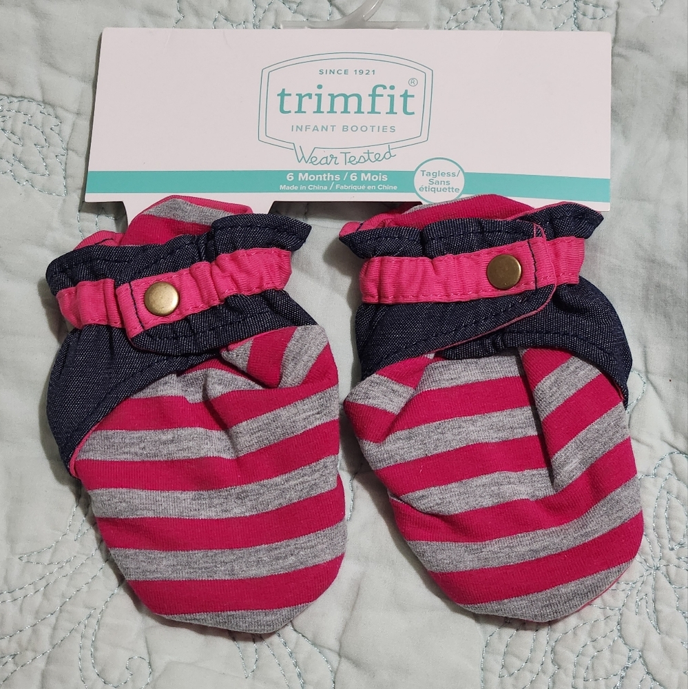 Trimfit Cotton Infant Booties Adjustable Snap Closure Baby 6 Months